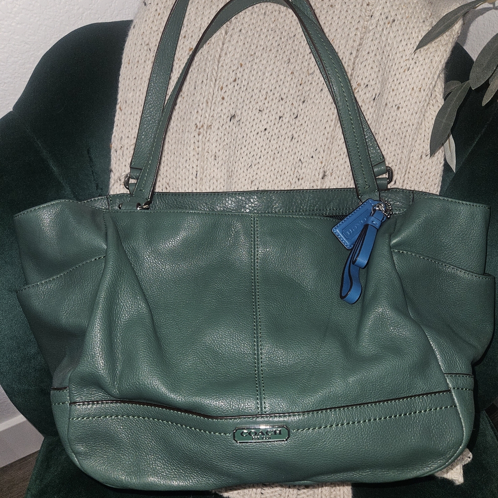 Coach Green Leather Carrie Tote